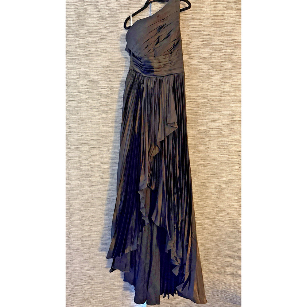 Wedding Formal Prom A-Line One Shoulder Dress Gown, Black, Size 4 - Picture 2 of 8